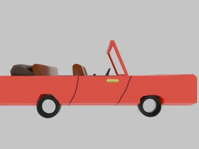 Bright Red Stylized Low-Poly Game Ready Stylized Convertible Low-poly 3D model