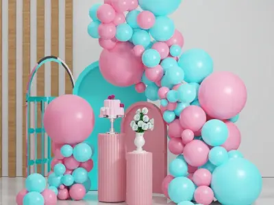 Party Balloons Birthday wedding anniversary Balloons decoration 3D model