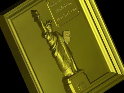 Liberty Statue Panno STL File for CNC Relief engraving 3D model