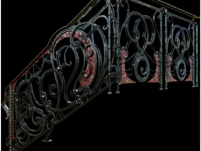 stair railings forging mix style 3D model