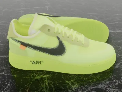 NIKE AIR FORCE 1 LOW VOLT YELLOW 3D SHOES Low-poly 3D model