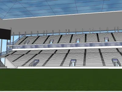 Stadion building in middle of field 3D model