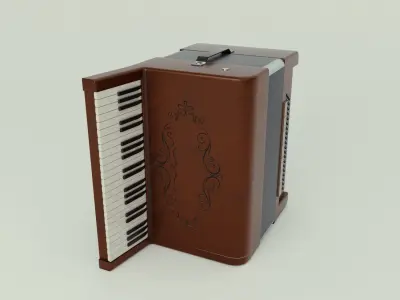Accordion 3D model box Low-poly 3D model