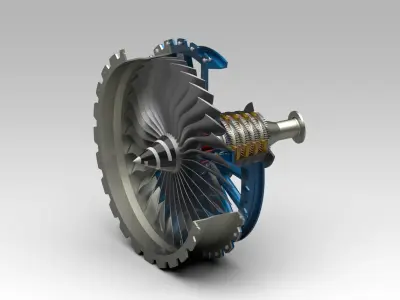 Turbofan Engine - Fan and Compressor Section with Housing 3D print model
