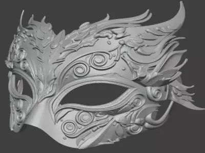 Luxury Ornate Masquerade Mask Baroque Fantasy 3D print model