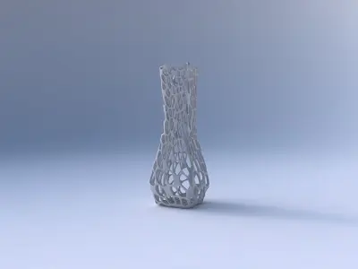Vase larger opening rectangle with twisted dense organic lattice 3D print model