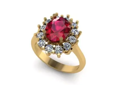 Ruby And Diamonds Ring  3D print model