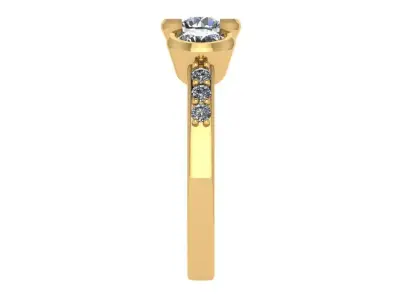 trinity bezel 3 stone ring with pave on shank  3D print model