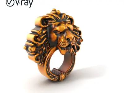 Lion Head Castle Door Knocker Model Pack Low-poly 3D model