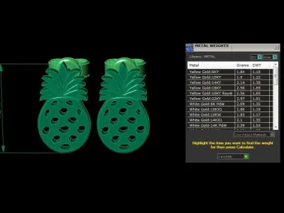 Jewelry Earring Pineapple Shape 3D print model