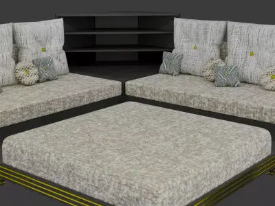 L Sofa with Tables 3D model