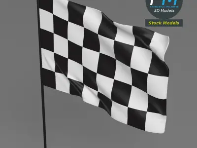 Checkered racing flag 3D model