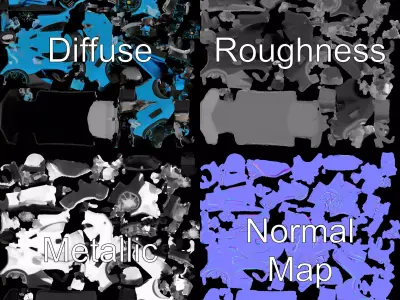 Azure Hypercar model pack Low-poly 3D model