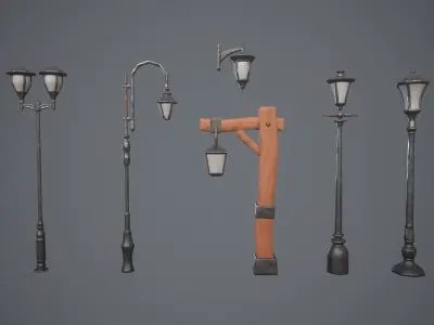 Stylized lamps Low-poly 3D model