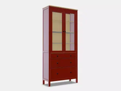 HEMNES Glass-door cabinet with 3 drawers 2 3D model