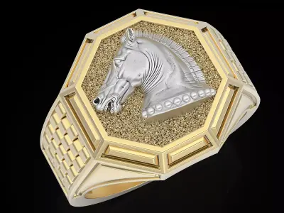 Head Horse Man Ring silver gold printable jewelry 3D print model