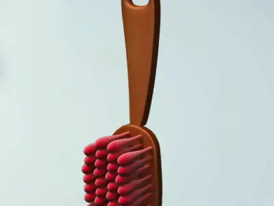 Brush wooden with bristles 3D model