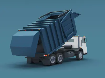 Cartoon Stylized Garbage Trucks  Low-poly 3D model