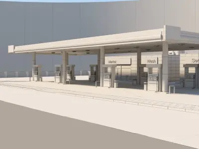 Realistic Low - Poly Gas Station 3D Model Low-poly 3D model