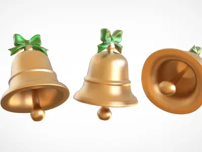 Christmas Bells Realistic Holiday Decoration Asset 002 Low-poly 3D model