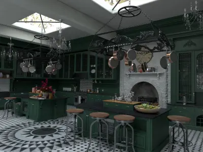 Luxury Victorian Style Apothecary Kitchen 3D model