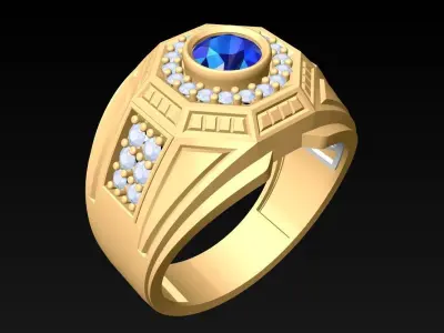 Diamond Rings - Mens Ring - N6196 3D print model
