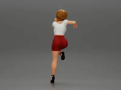 Sexy girl in mini skirt with short hair Leaning Against car 3D print model