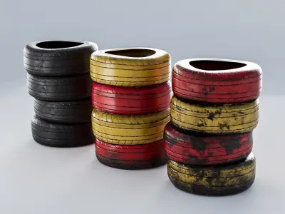 Tires Stack Racing Low-poly 3D model