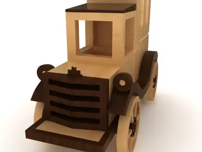 Wooden Toy Car  Low-poly 3D model