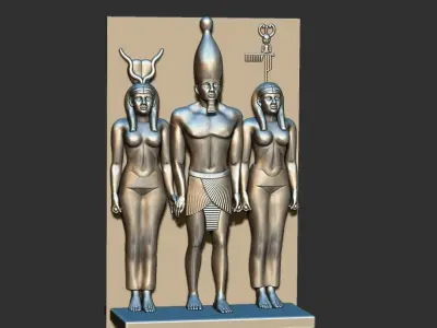 king menkaure and his queen - Egypt Pharaoh statue 3D print model