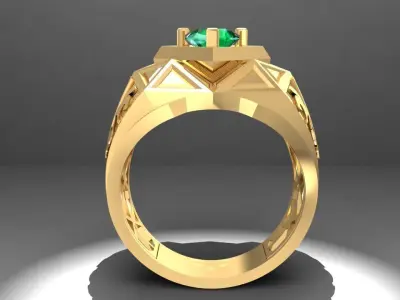 Luxury Geometric Emerald Men Ring 3D Model 1085 3D print model