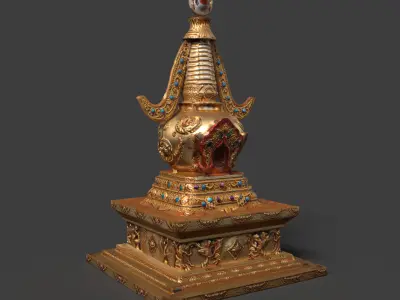 Chinese antique pagoda  Low-poly 3D model
