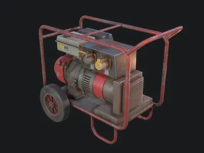 Generator on wheels Low-poly 3D model