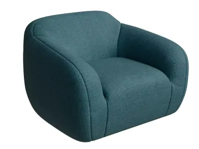 Blue Fabric Occasional Chair 3D model