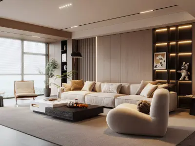 Modern living room 3D model  3D model