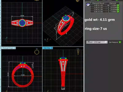 Luxury Vintage Halo Diamond Ring CAD Design With Double Shank 3D print model