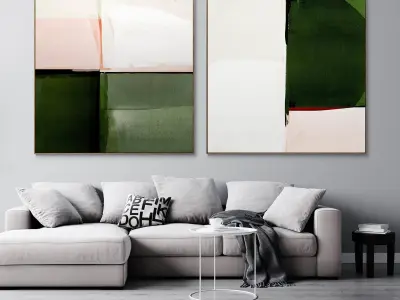 Plaster two square photo frames 11 Low-poly 3D model