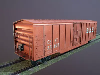 Train Box Car Low-poly 3D model Low-poly 3D model