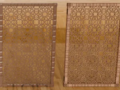 Jaffery Fancy Wooden Partition Panel - High Poly 3D PBR LOD Low-poly 3D model