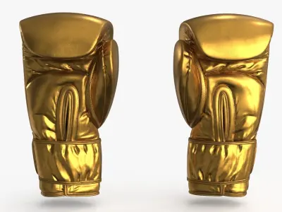 Boxing Glove Gold Low-poly 3D model