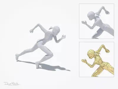 Fast Runner Woman sport Pose Low-poly 3D model