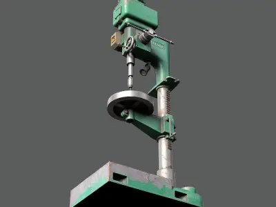 Old press drill  Low-poly 3D model
