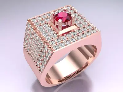 Diamond Rings - Mens Ring - N5152 3D print model