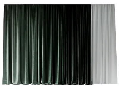 Set of soft green silk curtains with wrinkles  collections 08  Low-poly 3D model