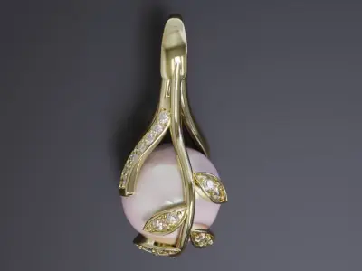 Pearl leaf natural earrings 3D print model