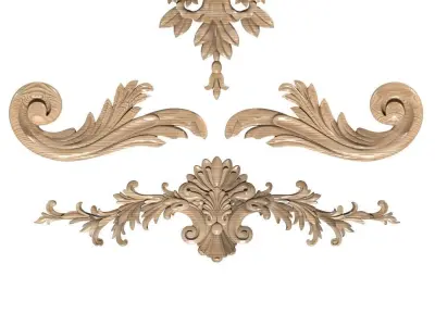 Cartouche-027 set of ornate carvings 3D model