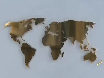 3D model of world map wall decoration with light 3D model
