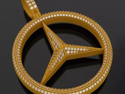 Mercedes Benz  Pendant With Diamonds 3D print model