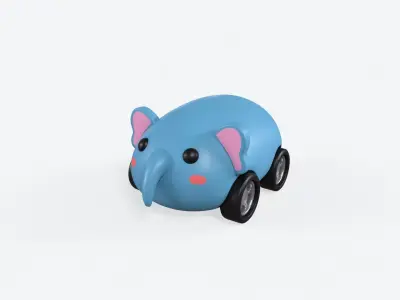Cartoon Elephant Car Cute Low-poly 3D model