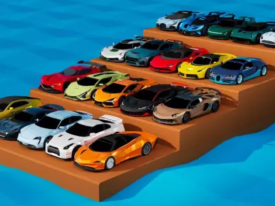 20x 3D Cars Pack - Game-Ready Low-poly 3D model